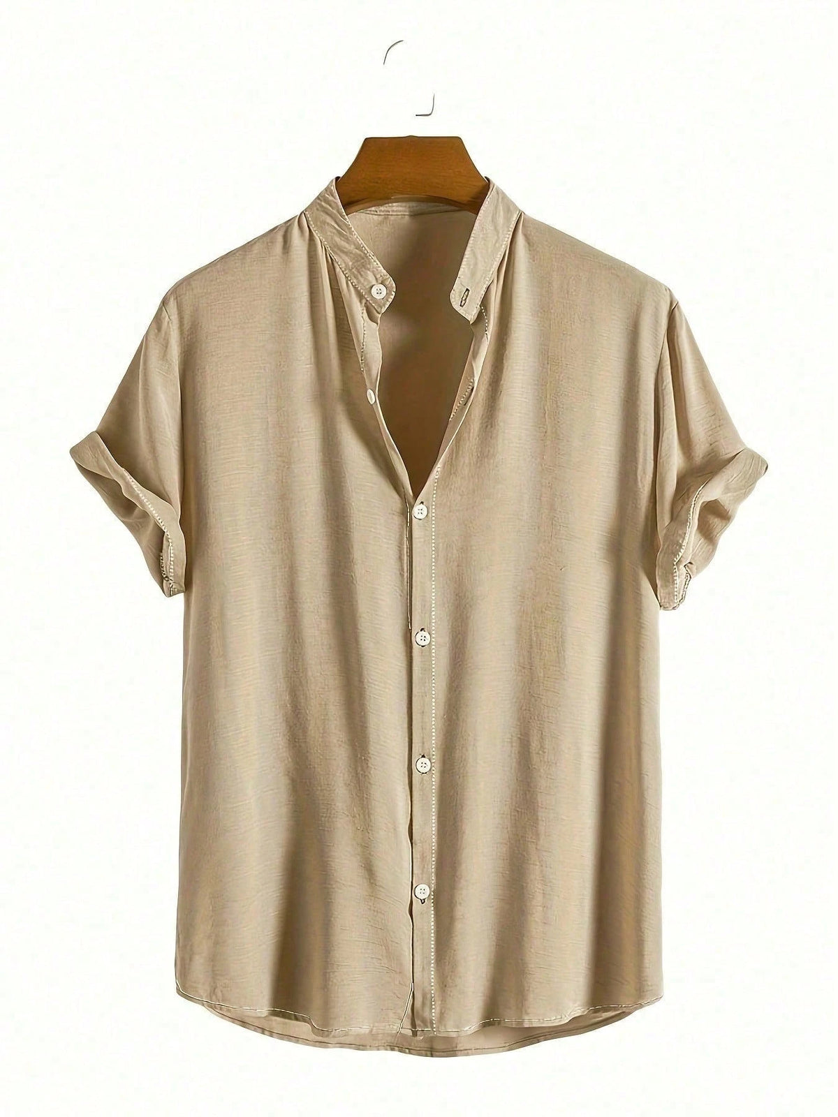 Camisa manga curta social masculina de linho com gola padre - camisa para verão - camisa fresca - moda praia Linho