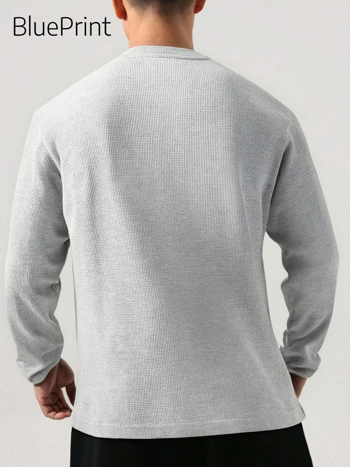 1 Peça Camiseta Masculina Tipo Henley em Malha Waffle, Gola Henley, Tecido Malha, Estilo Minimalista Casual, Design com Botões, Adequado para Uso Diário e Ocasiões Comerciais Leves, Estilo Old Money, Outono